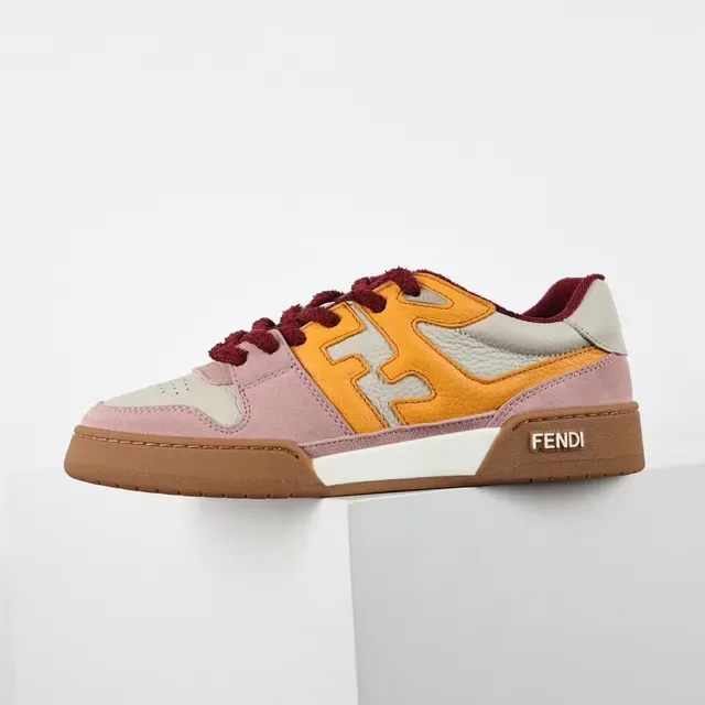 Fendi FF Logo Patchwork Pink Orange Burgundy Lifestyle Sneakers 9
