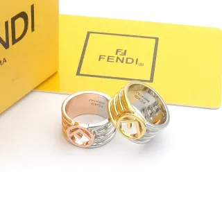 芬迪 FF Logo Ring 金色 银色 多色带戒指