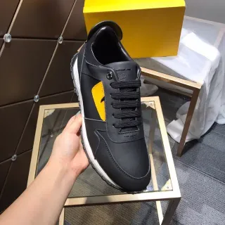 Fendi FF Logo Sneaker 黑色黄色生活方式运动鞋