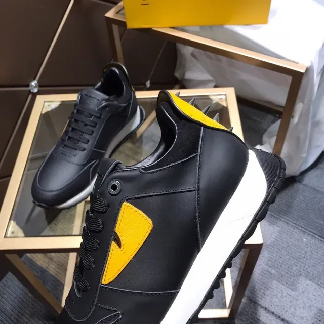 Fendi FF Logo Sneaker Preto Amarelo Tênis Lifestyle 4