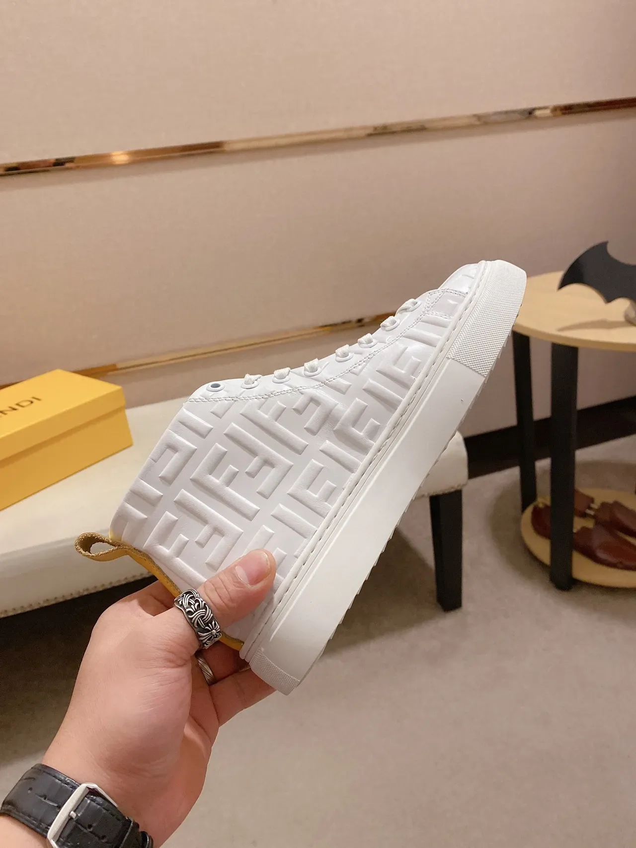Fendi FF Monogram High-Top White Lifestyle Sneaker 4