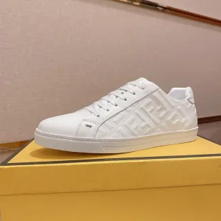 Fendi FF Monogram White Leather Lifestyle Sneakers