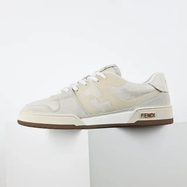 Fendi FF 米棕 层叠麂皮和纺织面料 压纹 Monogram 生活运动鞋 9