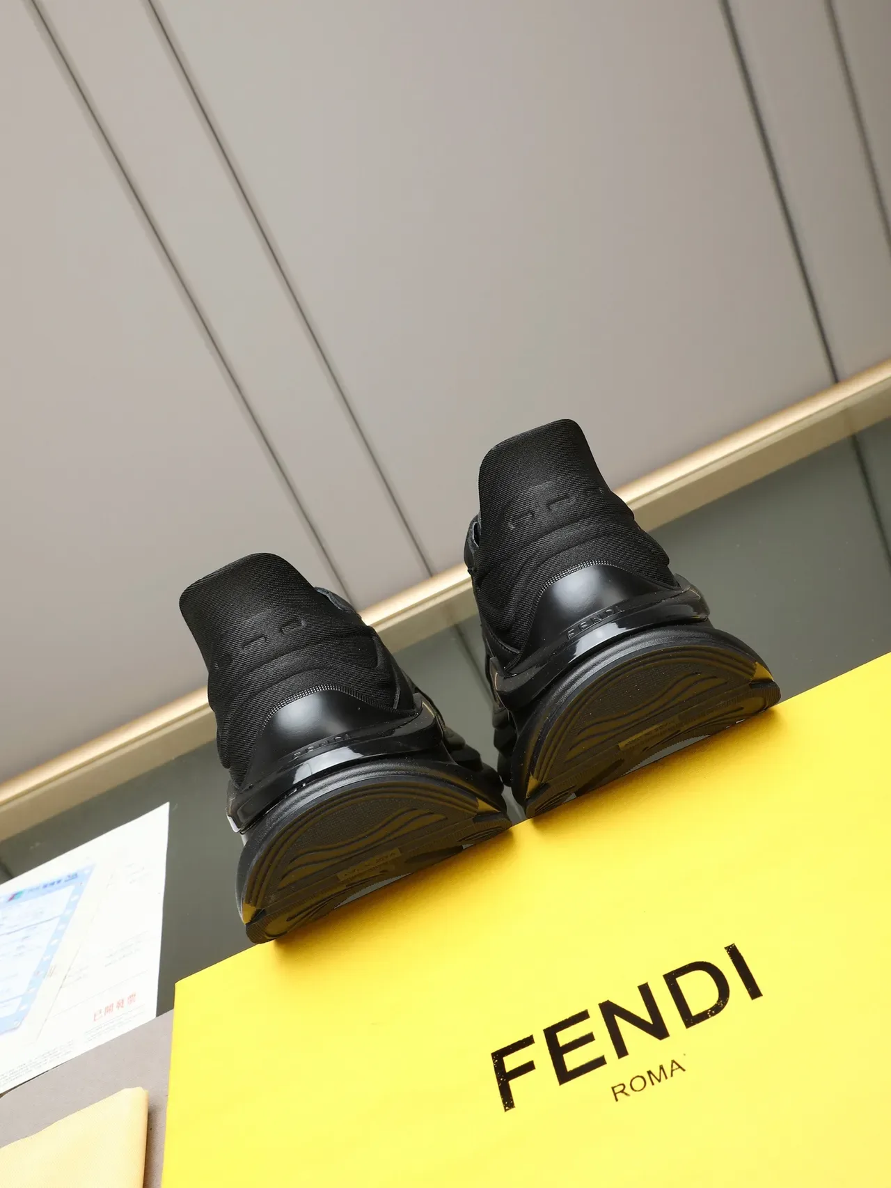 Fendi First Black Beige Sole FF Monogram Mesh Chunky Sneakers 3