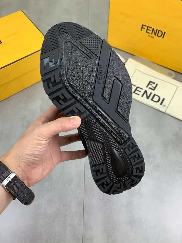 Fendi Monogrammed Mesh and Leather Chunky Sneaker 3