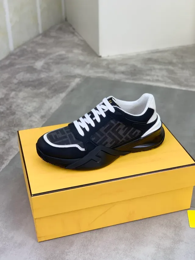 Fendi Monogrammed Mesh and Leather Chunky Sneaker 5