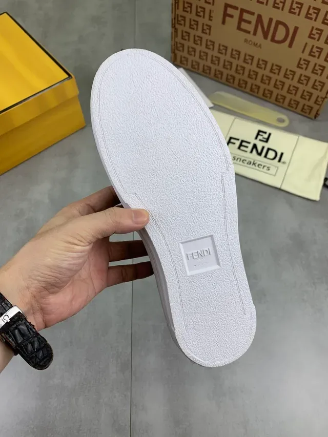 Fendi Monster Eye Navy and Yellow Suede Slip-On Lifestyle Sneakers 3