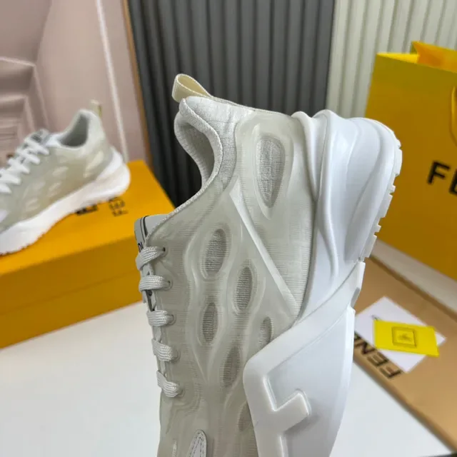 Fendi Blanco Beige Sculpted F-Cutout Midsole Translucido Oval-Mesh Upper Chunky Sneakers 2