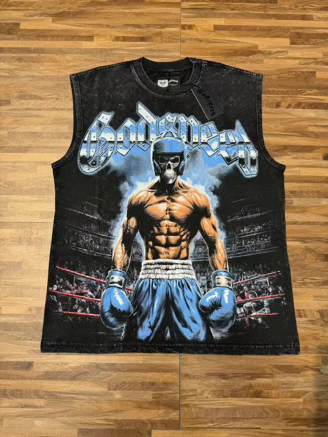 Débardeur Noir avec Impression Graphique Acid-Wash 5