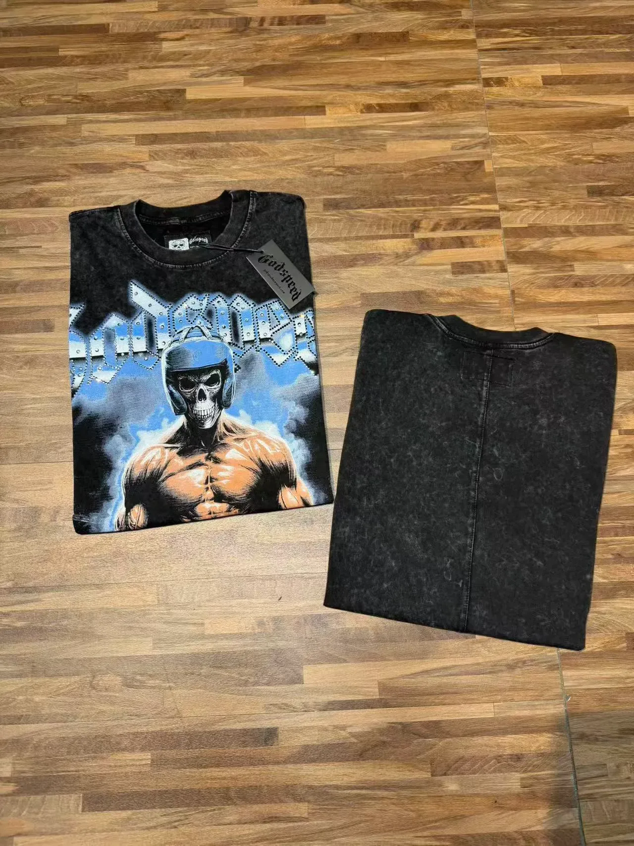 Débardeur Noir avec Impression Graphique Acid-Wash 7