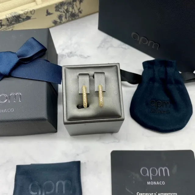 apm Monaco Gold-Tone Pavé Square Hoop Earrings 9