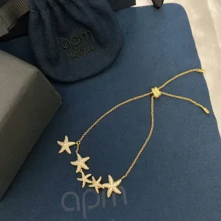 APM Monaco Gold-Tone Starfish Pavé Charm Adjustable Bracelet