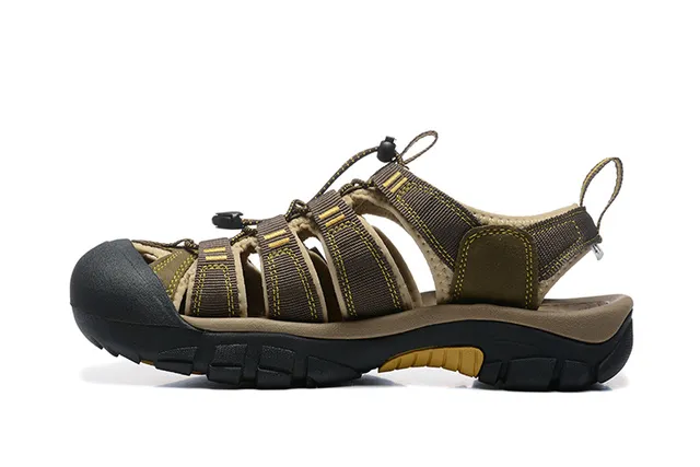 Sandales casuales avec multi-cordon ajustable et lacing en Army Green Black 2