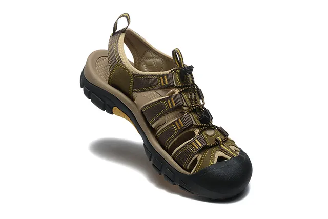 Sandales casuales avec multi-cordon ajustable et lacing en Army Green Black 4