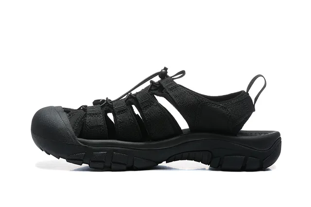 Sandales casuales avec multi-cordon ajustable et lacing en Army Green Black 8
