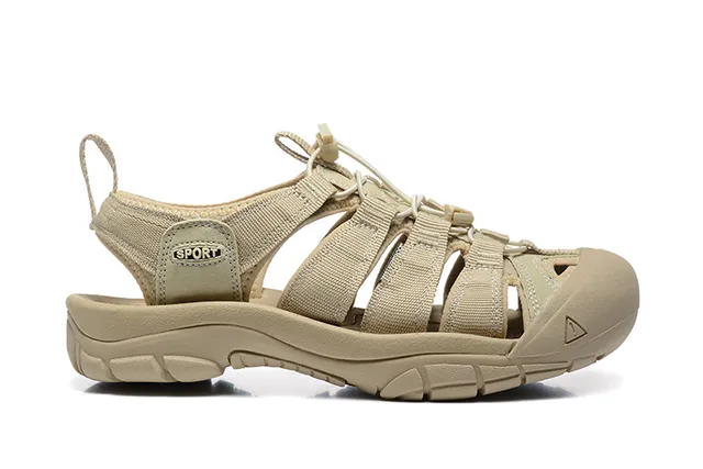 Sandales casuales avec multi-cordon ajustable et lacing en Army Green Black 18