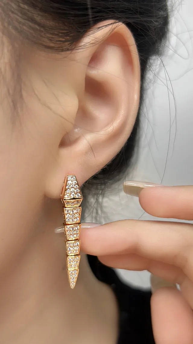 Asymmetrical Geometric Segmented Pavé and Open Metal Earrings 3