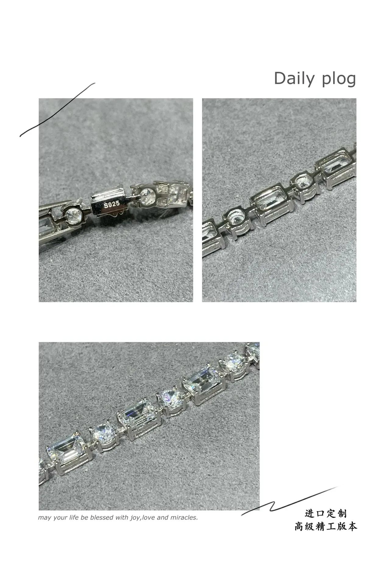 Baguette and Round Stone Alternating Linear Necklace 2