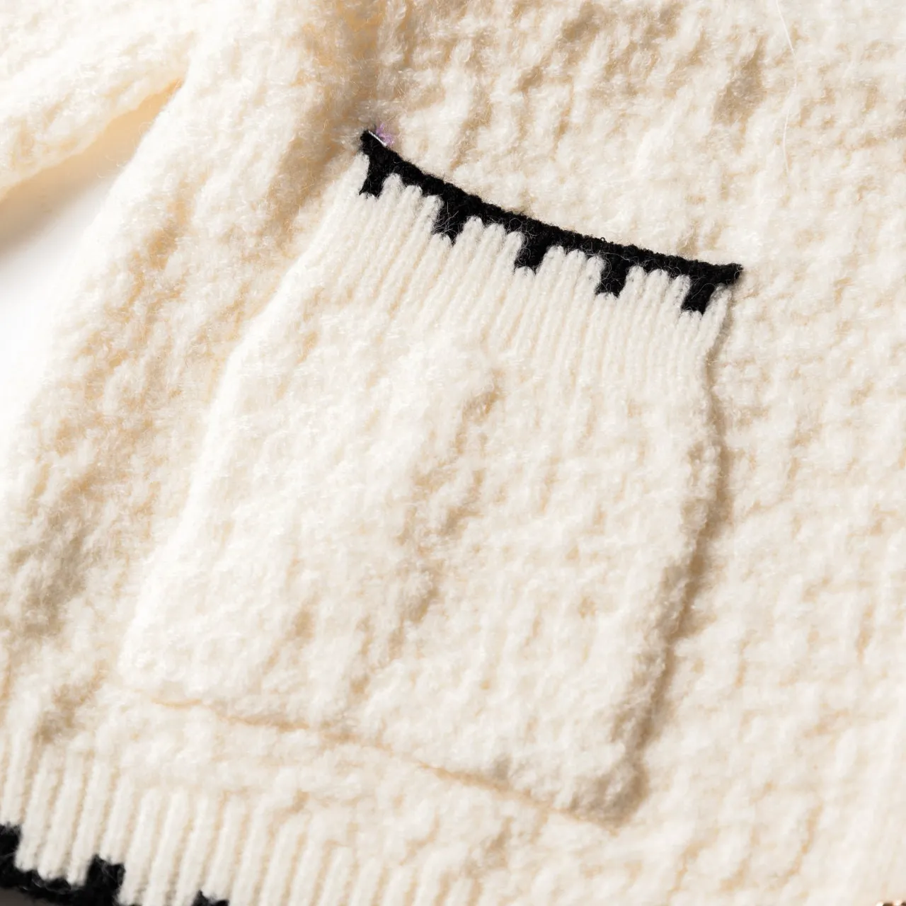Beige Black Knit Texture Peter Pan Collar Cardigan 18