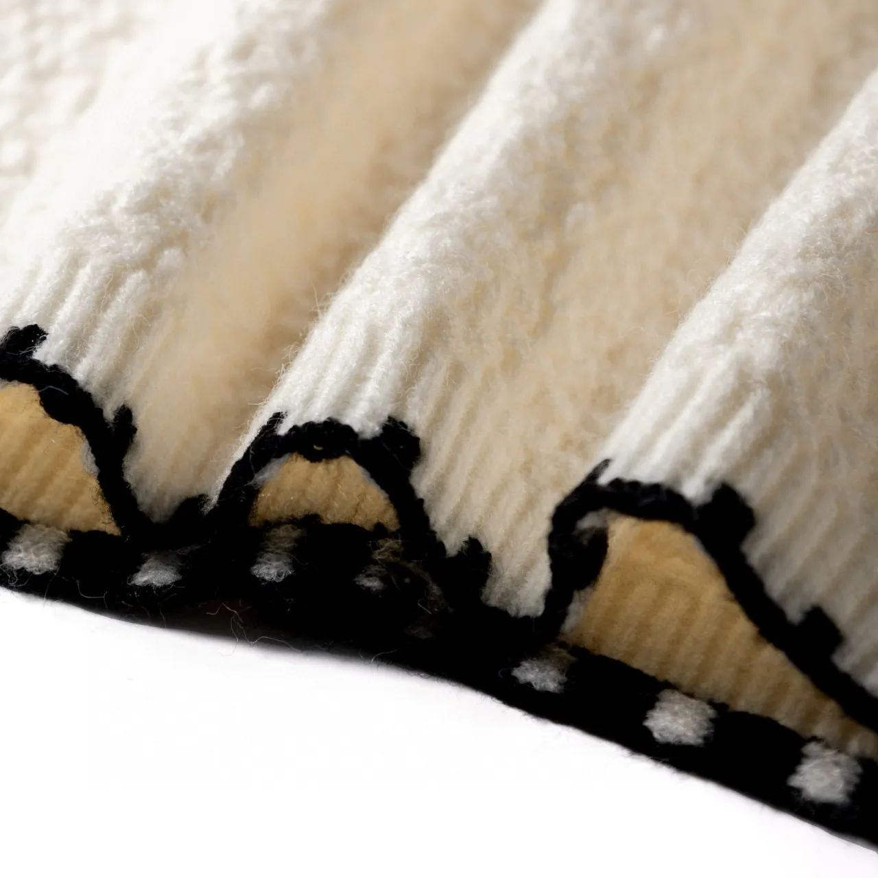 Beige Black Knit Texture Peter Pan Collar Cardigan 19