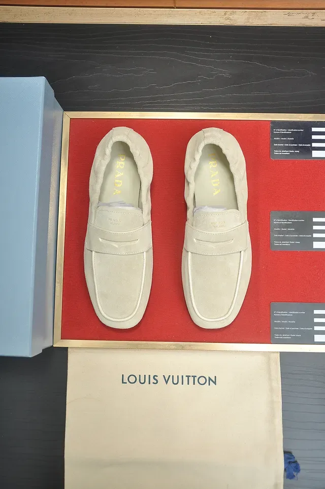 Beige Black Suede Penny Strap Loafer 5