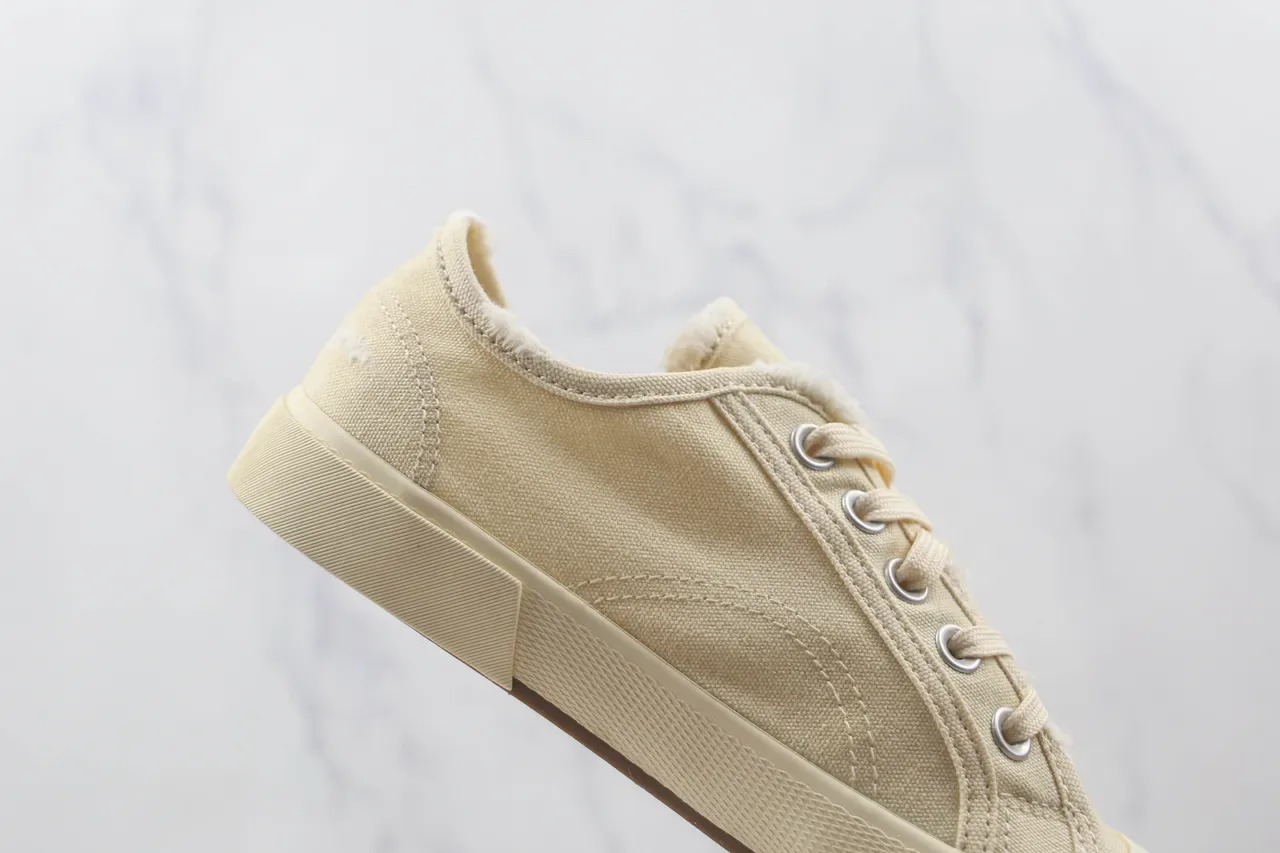 Beige Canvas Upper Fuzzy Lined Collar Sneakers 5