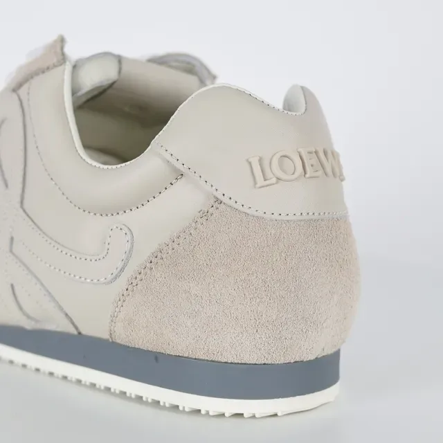 Beige Mixed-Material Retro Runner Lifestyle Sneakers 4