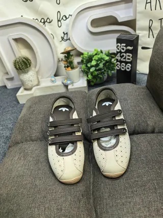 Beige Perforated Triple-Strap Casual Shoes 10