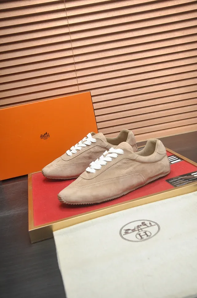 Beige Suede Low-Top Retro Runner Sneaker 4