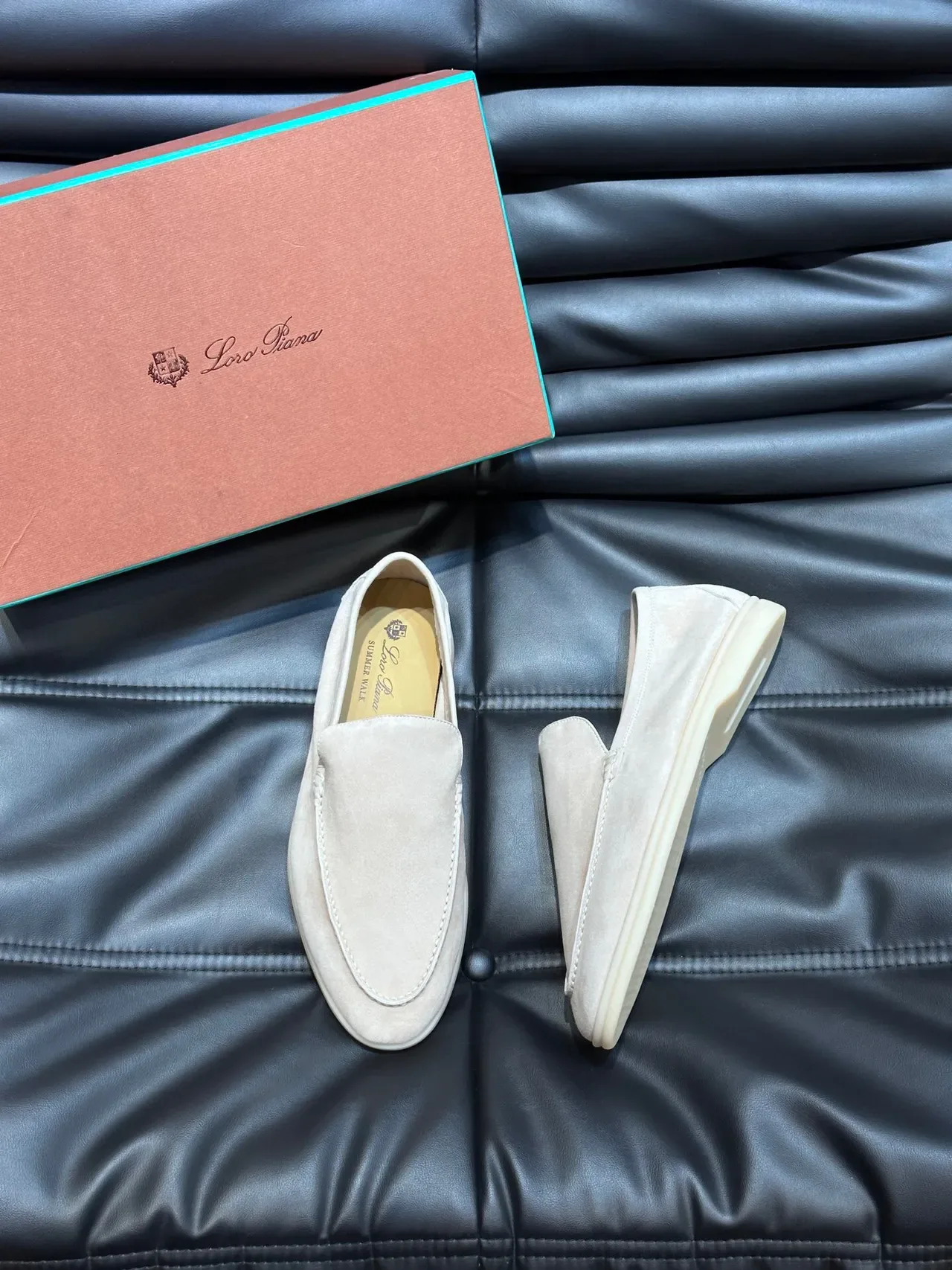 Beige Suede Moc-Toe Slip-On Loafers 3