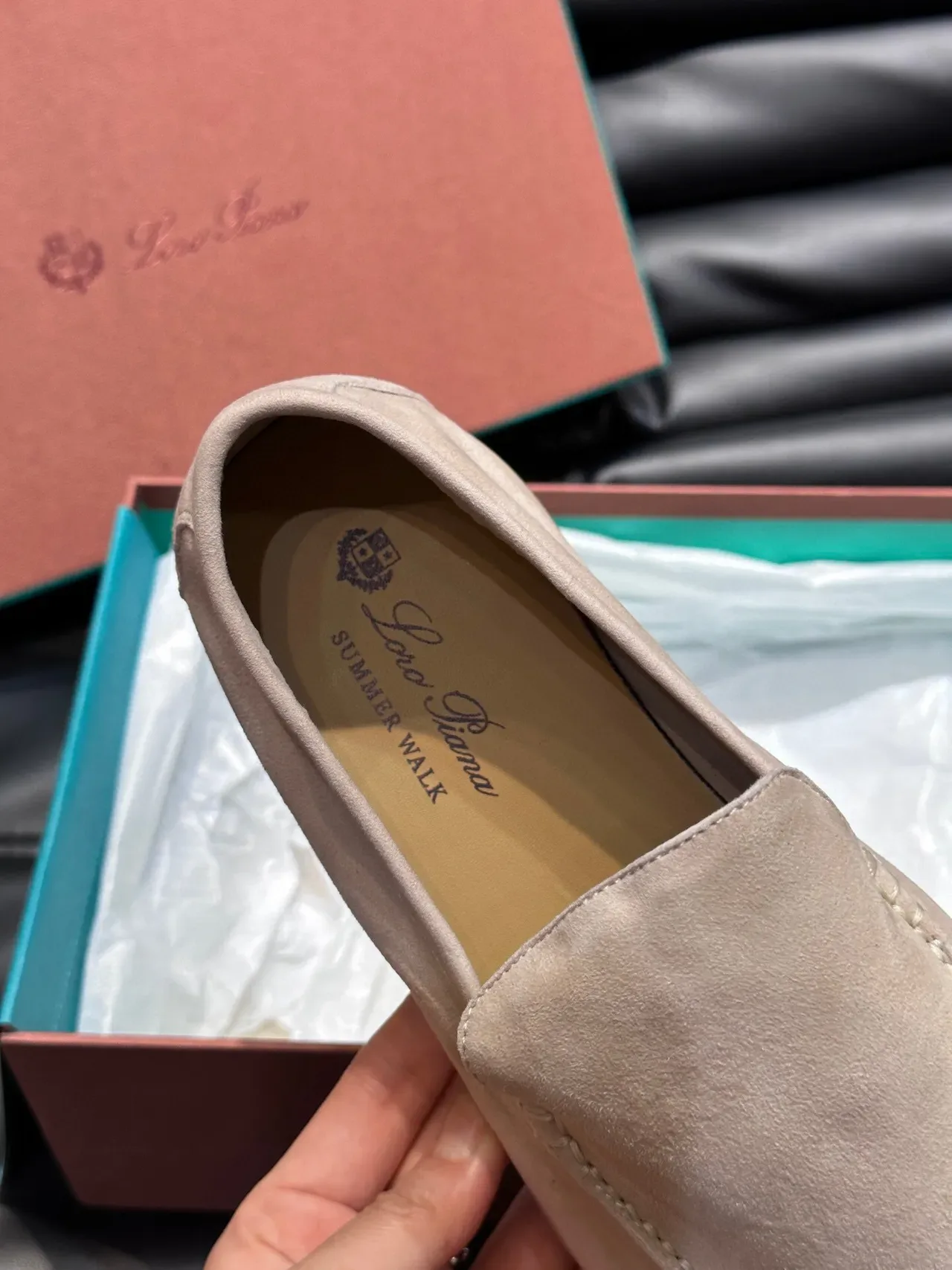 Beige Suede Moc-Toe Slip-On Loafers 9