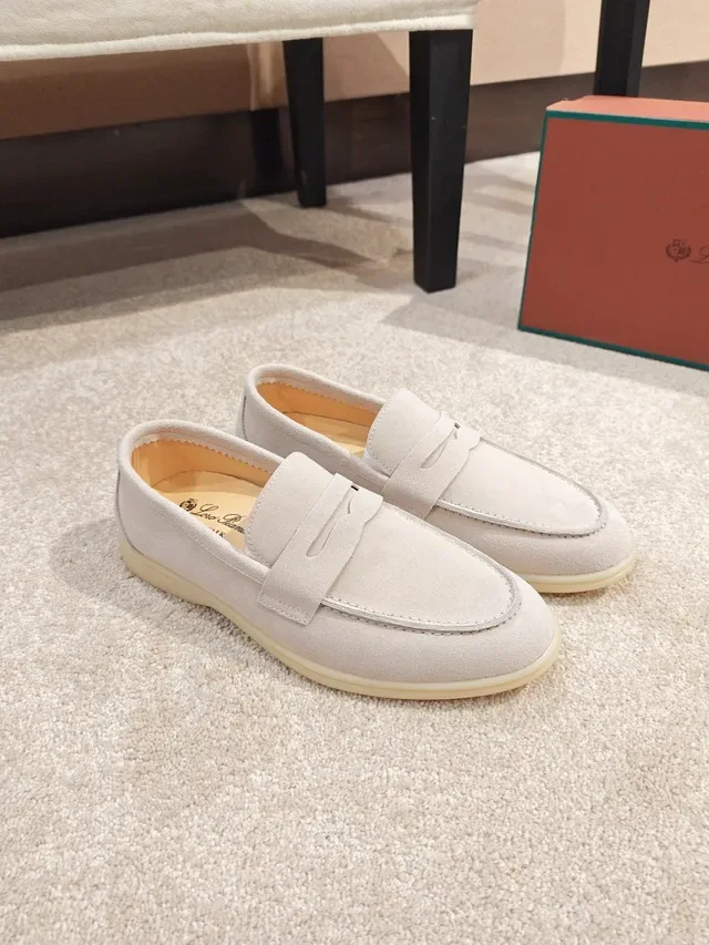 Beige Suede Penny Strap Loafer 4