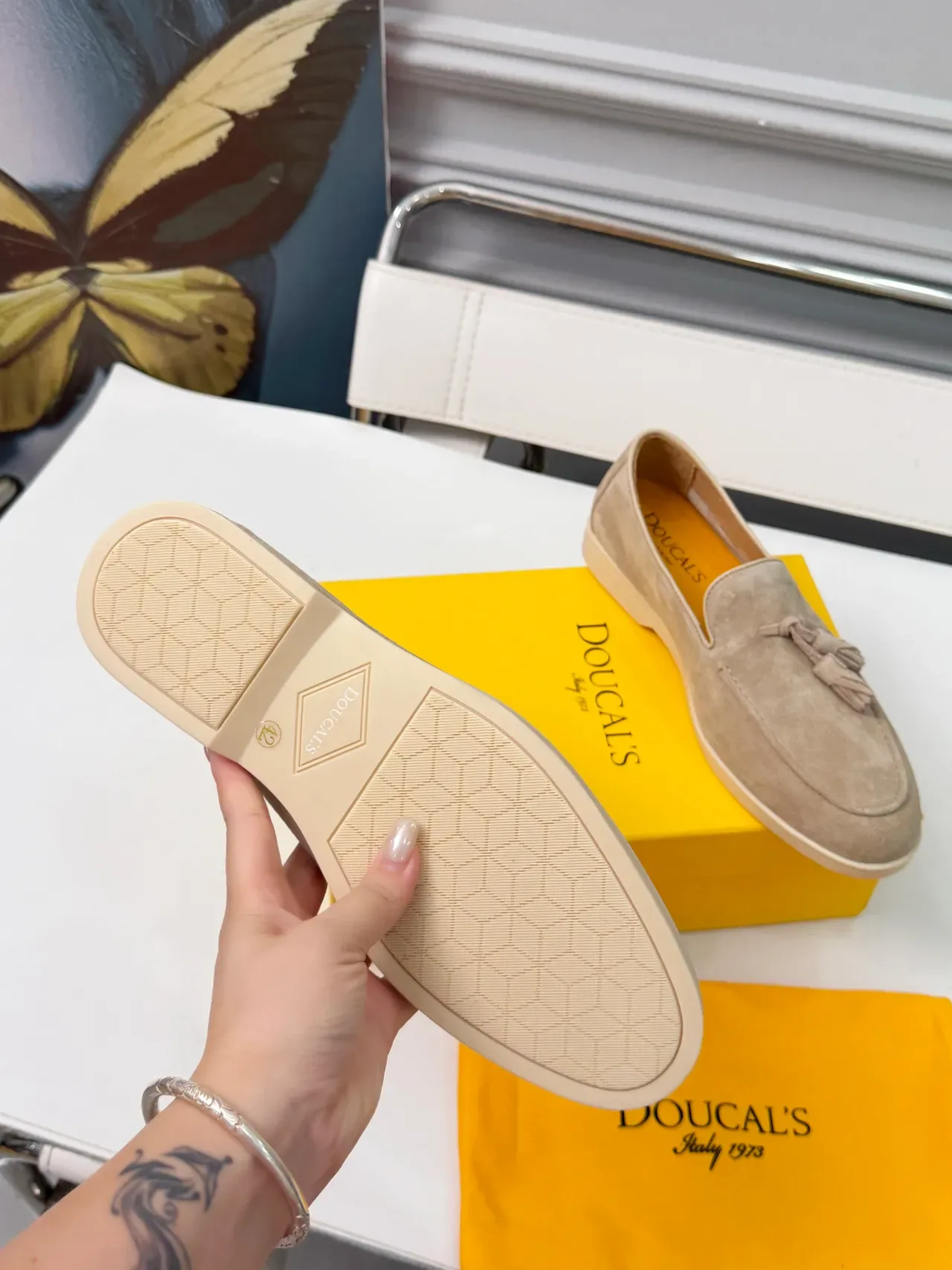 Beige White Suede Tassel Loafer 3