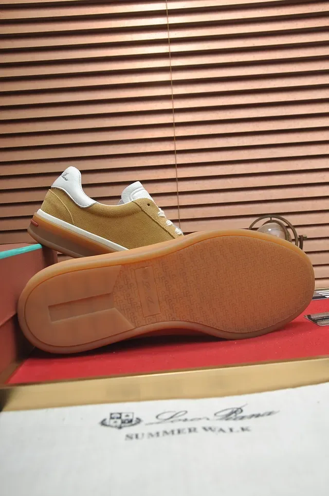 Beige White Suede Upper Contrast Collar Sneakers 3