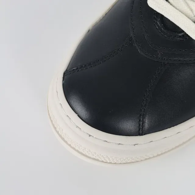 Black and Beige Platform Leather Sneaker 5