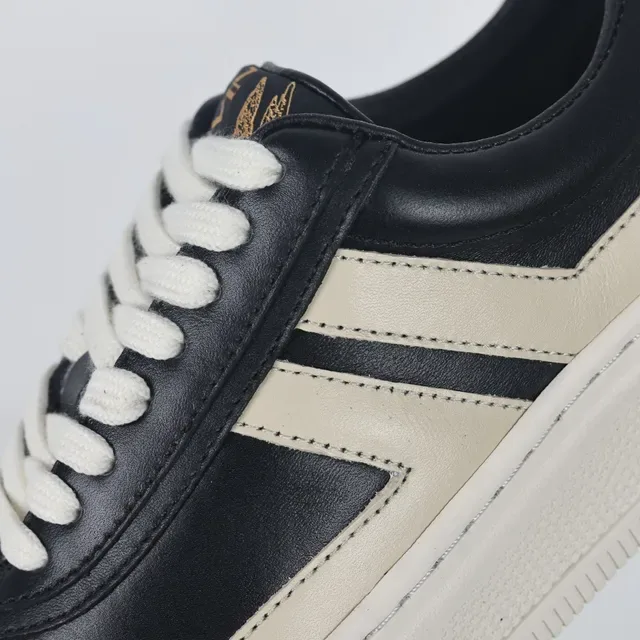 Black and Beige Platform Leather Sneaker 6
