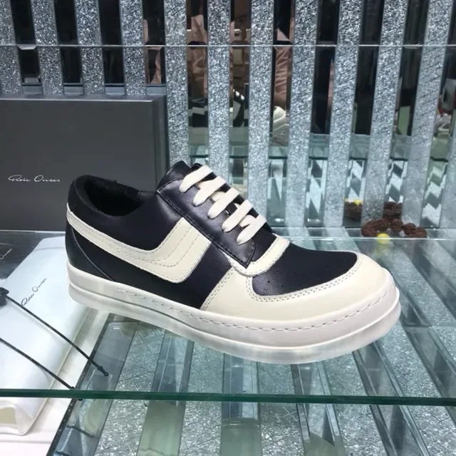 Black and Beige Two-Tone Panelled Leather Low-Top Sneakers 7