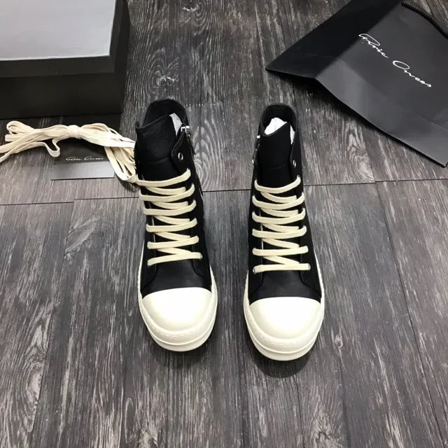 Botín high top plataforma cuero negro y off-white 3