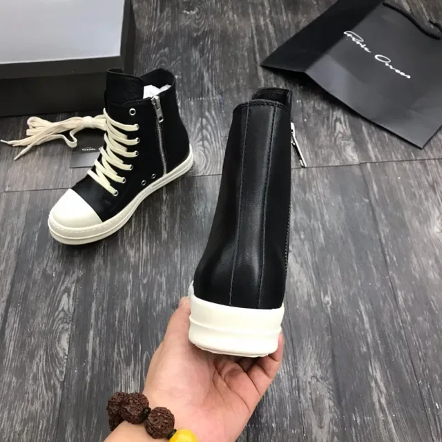 Botín high top plataforma cuero negro y off-white 5