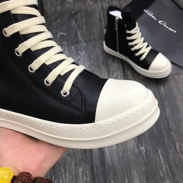 Botín high top plataforma cuero negro y off-white 7
