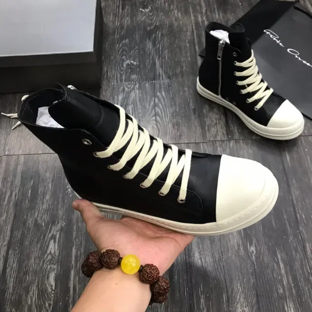 Botín high top plataforma cuero negro y off-white 8