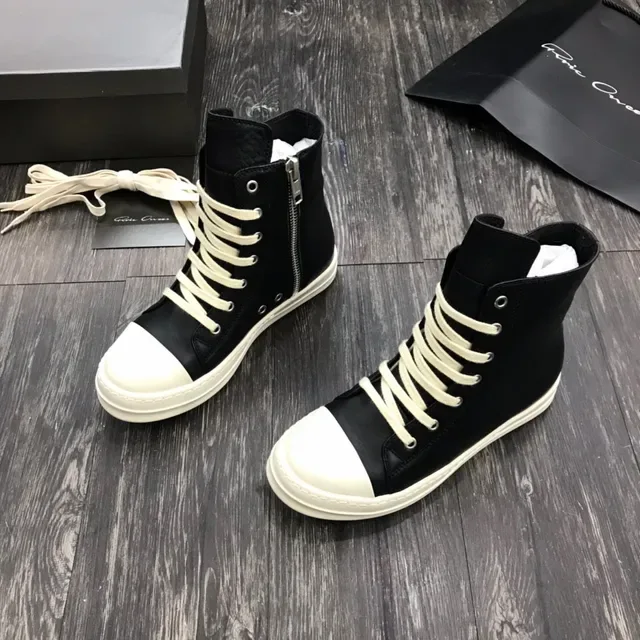 Botín high top plataforma cuero negro y off-white 9