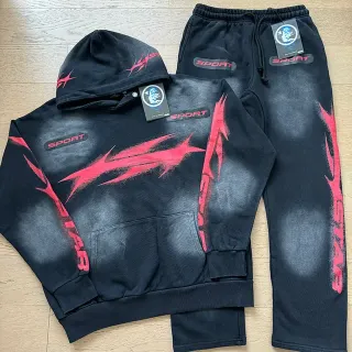 Black and Red Graphic Sport Patch Tracksuit