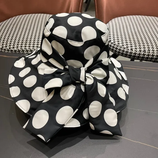 Sombrero de cubo negro y blanco con lunares, flojo 3