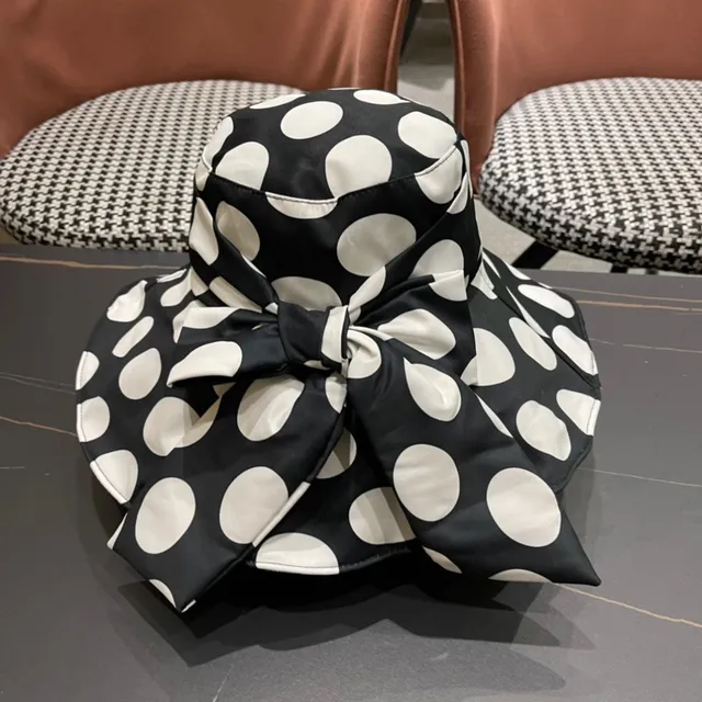 Sombrero de cubo negro y blanco con lunares, flojo 5