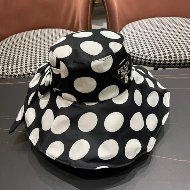 Sombrero de cubo negro y blanco con lunares, flojo 6