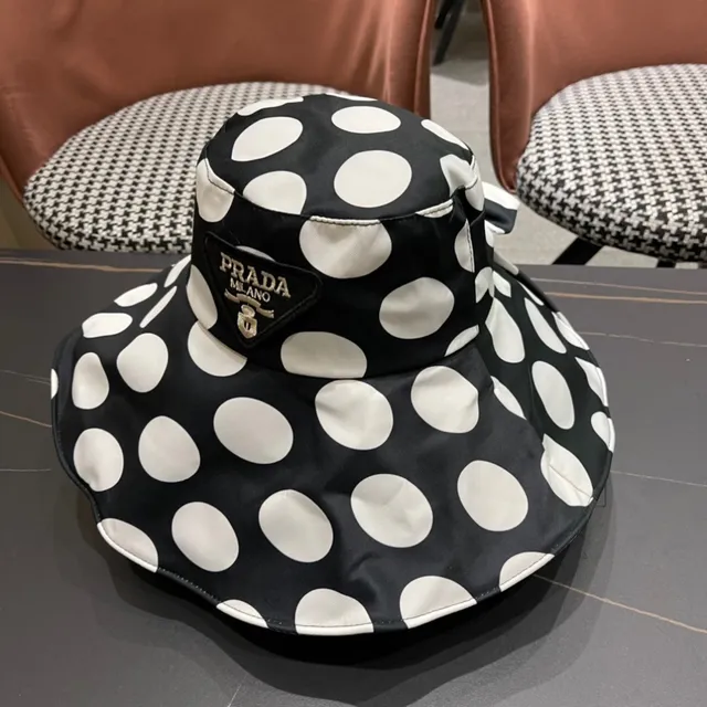 Sombrero de cubo negro y blanco con lunares, flojo 7