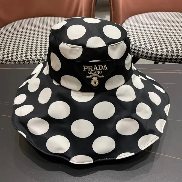 Sombrero de cubo negro y blanco con lunares, flojo 8