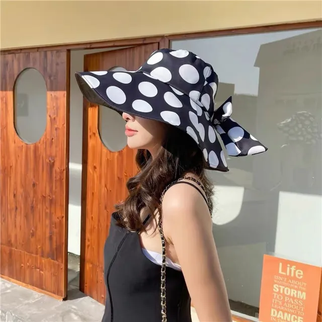 Sombrero de cubo negro y blanco con lunares, flojo 9