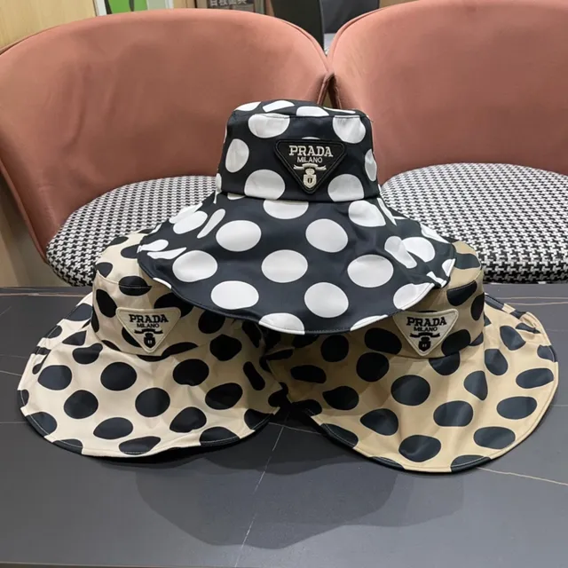 Sombrero de cubo negro y blanco con lunares, flojo 10